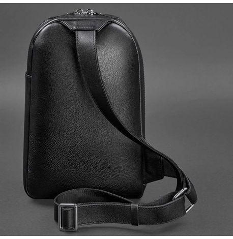 Мужской кожаный рюкзак на одно плечо Chest Bag (черный)