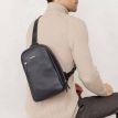 Мужской кожаный рюкзак на одно плечо Chest Bag (темно-синий)