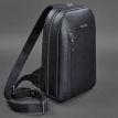 Мужской кожаный рюкзак на одно плечо Chest Bag (темно-синий)