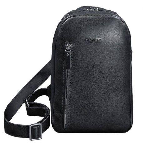 Мужской кожаный рюкзак на одно плечо Chest Bag (темно-синий)
