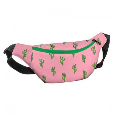 Поясна сумка-бананка Bumbag "Кактуси" (рожева)