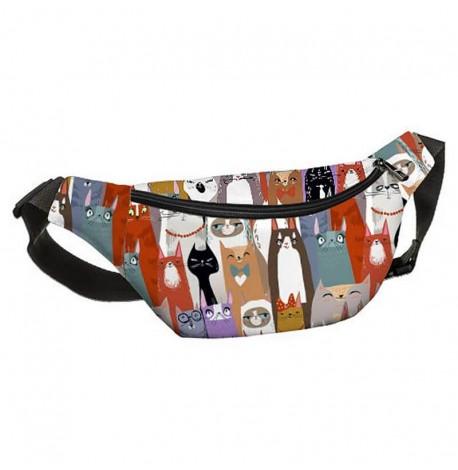 Поясна сумка-бананка Bumbag "Коти"