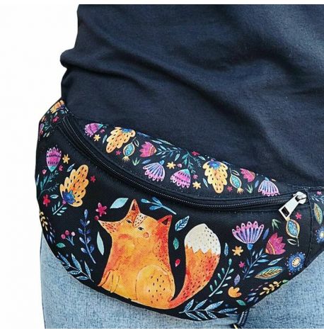Поясна сумка-бананка Bumbag "Лисиця та квіти"