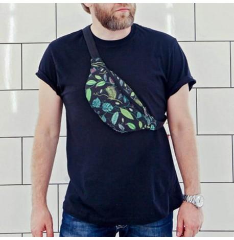 Поясна сумка-бананка Bumbag "Листя"