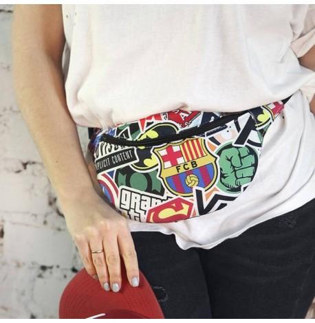 Поясна сумка-бананка Bumbag "Логотипи"