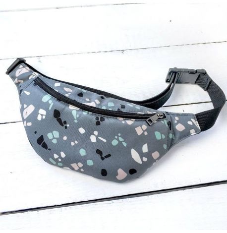 Поясна сумка-бананка Bumbag "Мозаїка сіра"