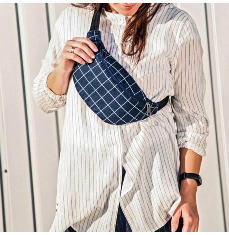 Поясна сумка-бананка Bumbag "Синя клітина"