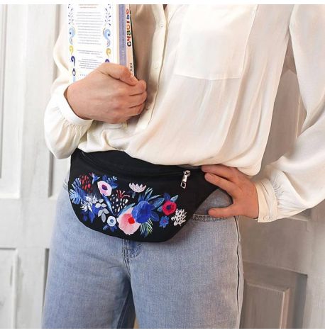 Поясна сумка-бананка Bumbag "Квіти"