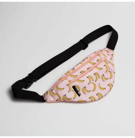 Поясна сумка-бананка персикова з бананами (суцільна)
