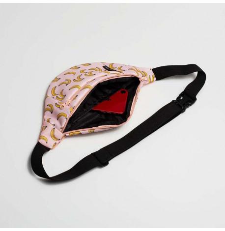 Поясна сумка-бананка персикова з бананами (суцільна)