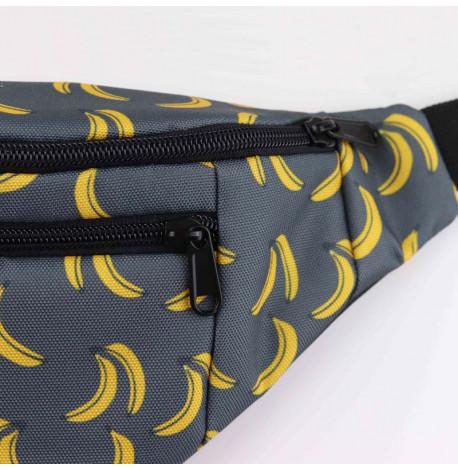 Поясна сумка-бананка сіра з бананами (суцільна)