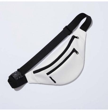 Поясная сумка-бананка белая кожаная