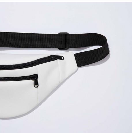 Поясная сумка-бананка белая кожаная