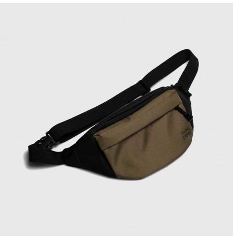 Поясная сумка-бананка черно-зеленая большая