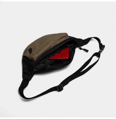 Поясная сумка-бананка черно-зеленая большая