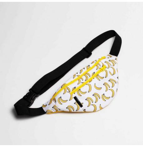 Поясна сумка-бананка біла з бананами