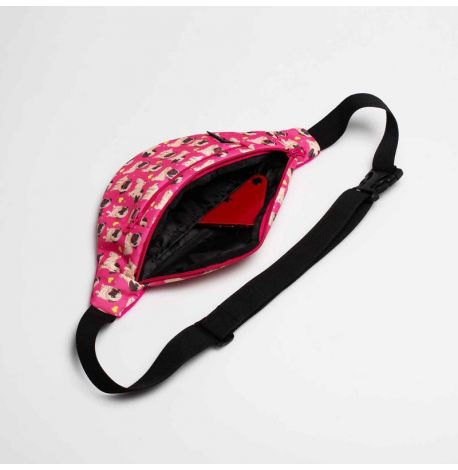 Поясна сумка-бананка рожева з мопсами