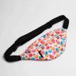 Поясна сумка-бананка біла з кексами (рожева блискавка)