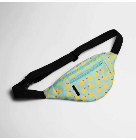 Поясная сумка-бананка мятная с утками