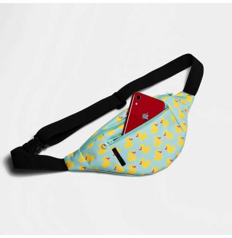 Поясная сумка-бананка мятная с утками