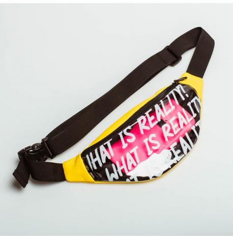 Поясна сумка-бананка жовта прозора What is Reality