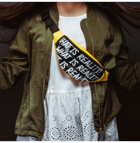 Поясна сумка-бананка жовта прозора What is Reality