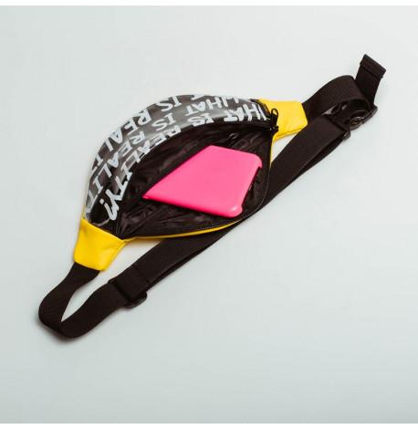 Поясна сумка-бананка жовта прозора What is Reality