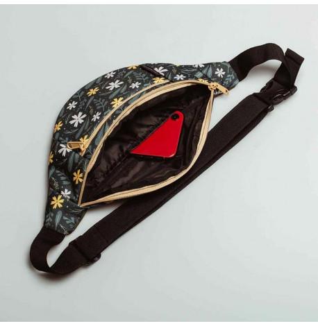 Поясна сумка-бананка зелена Flowers