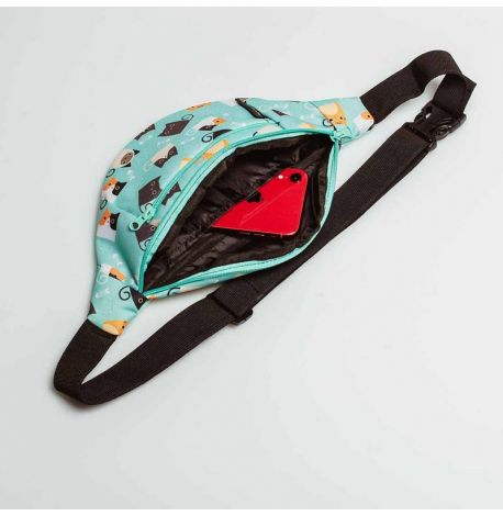 Поясна сумка-бананка м'ятна Cats