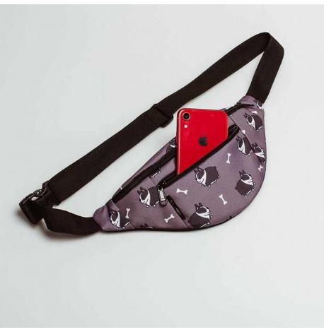 Поясна сумка-бананка сіра Bulldog