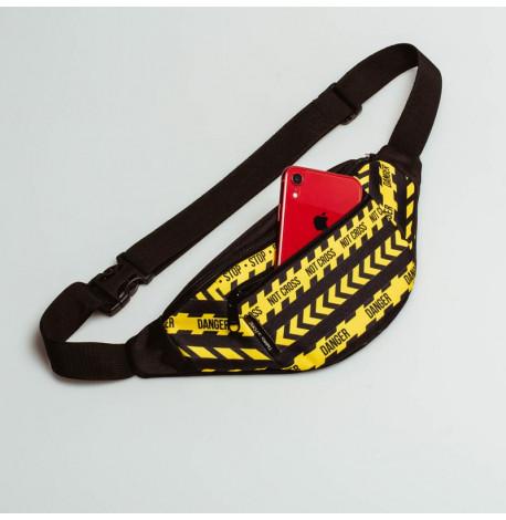 Поясна сумка-бананка чорна Danger