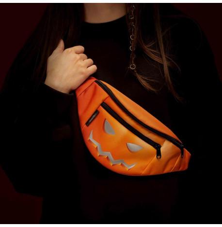 Поясна сумка-бананка помаранчева evil гарбуз