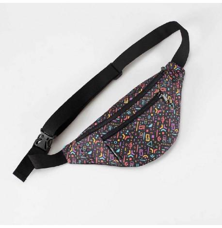 Поясна сумка-бананка чорна абстракція
