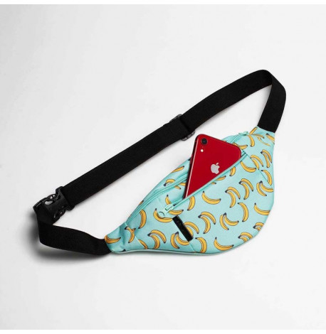 Поясная сумка-бананка мятная с бананами