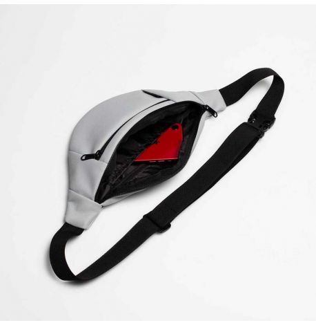 Поясная кожаная сумка-бананка (серая)