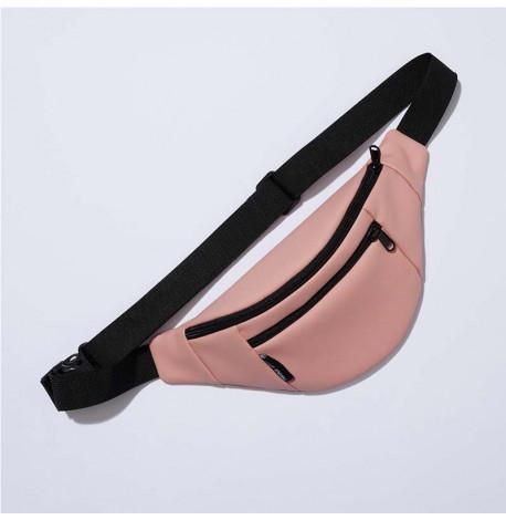 Поясна сумка-бананка персикова шкіряна