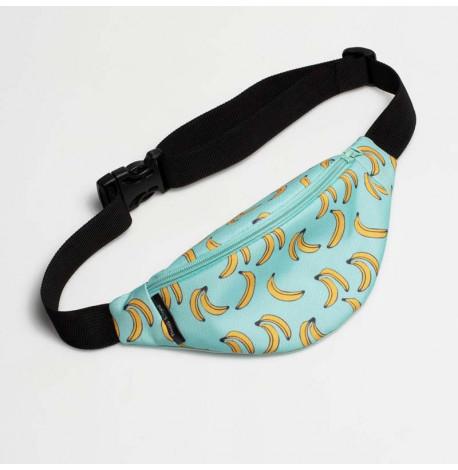 Сумка-бананка дитяча м'ятна з бананами (суцільна)