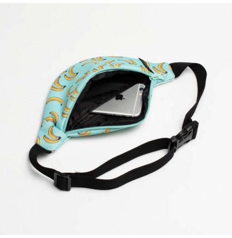 Сумка-бананка дитяча м'ятна з бананами (суцільна)