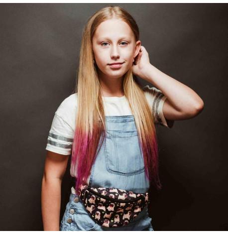 Сумка-бананка детская черная с мопсами