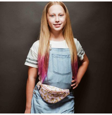 Сумка-бананка дитяча персикова з бананами