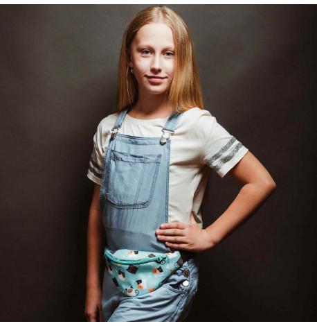 Сумка-бананка дитяча м'ятна Cats