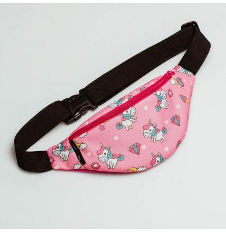 Сумка-бананка дитяча рожева pink unicorn