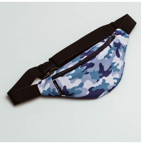 Сумка-бананка дитяча синя камуфляжна