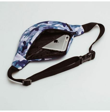 Сумка-бананка дитяча синя камуфляжна