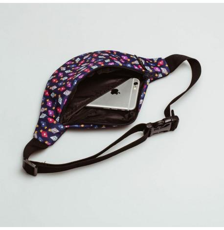 Сумка-бананка дитяча синя з ракетами