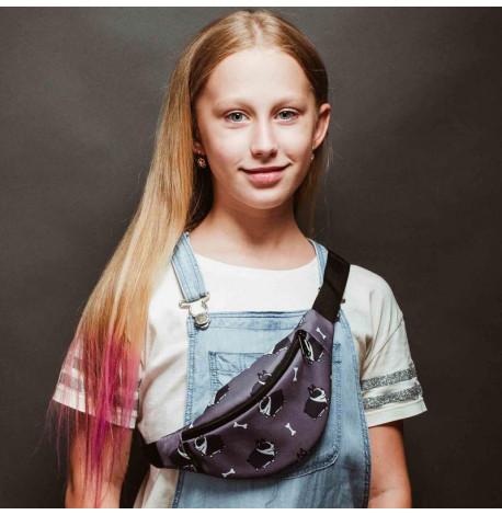 Сумка-бананка детская серая Bulldog