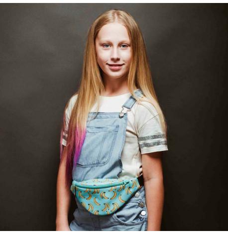 Сумка-бананка дитяча м'ятна з бананами (суцільна)