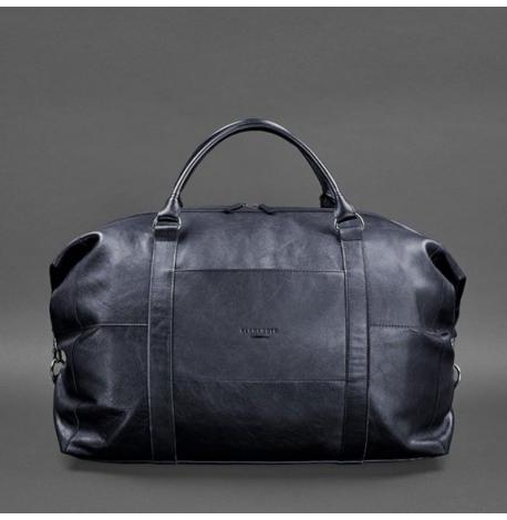 Шкіряна дорожня сумка (темно-синя)