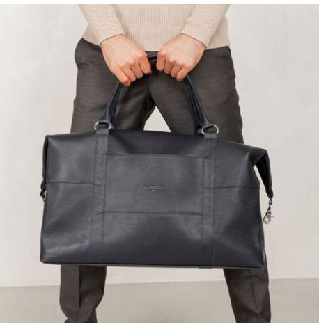 Шкіряна дорожня сумка (темно-синя)