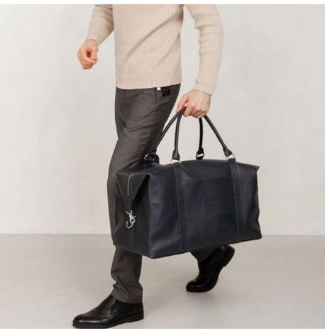 Шкіряна дорожня сумка (темно-синя)